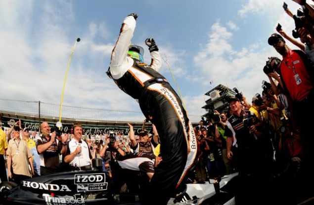 Alex Tagliani after winning the pole position. PHOTO BY LAT Photo USA