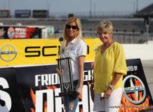 Mayor Beth Van Duyne of Irving and Mayor-elect Betsy Price of Fort Worth race at Texas Motor Speedway. Photo by George Walker for DFWsportsonline