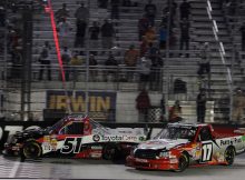 Kyle-Busch-Timothy-Peters-finish-NASCAR-Camping-World-Truck-Series-Bristol-2013